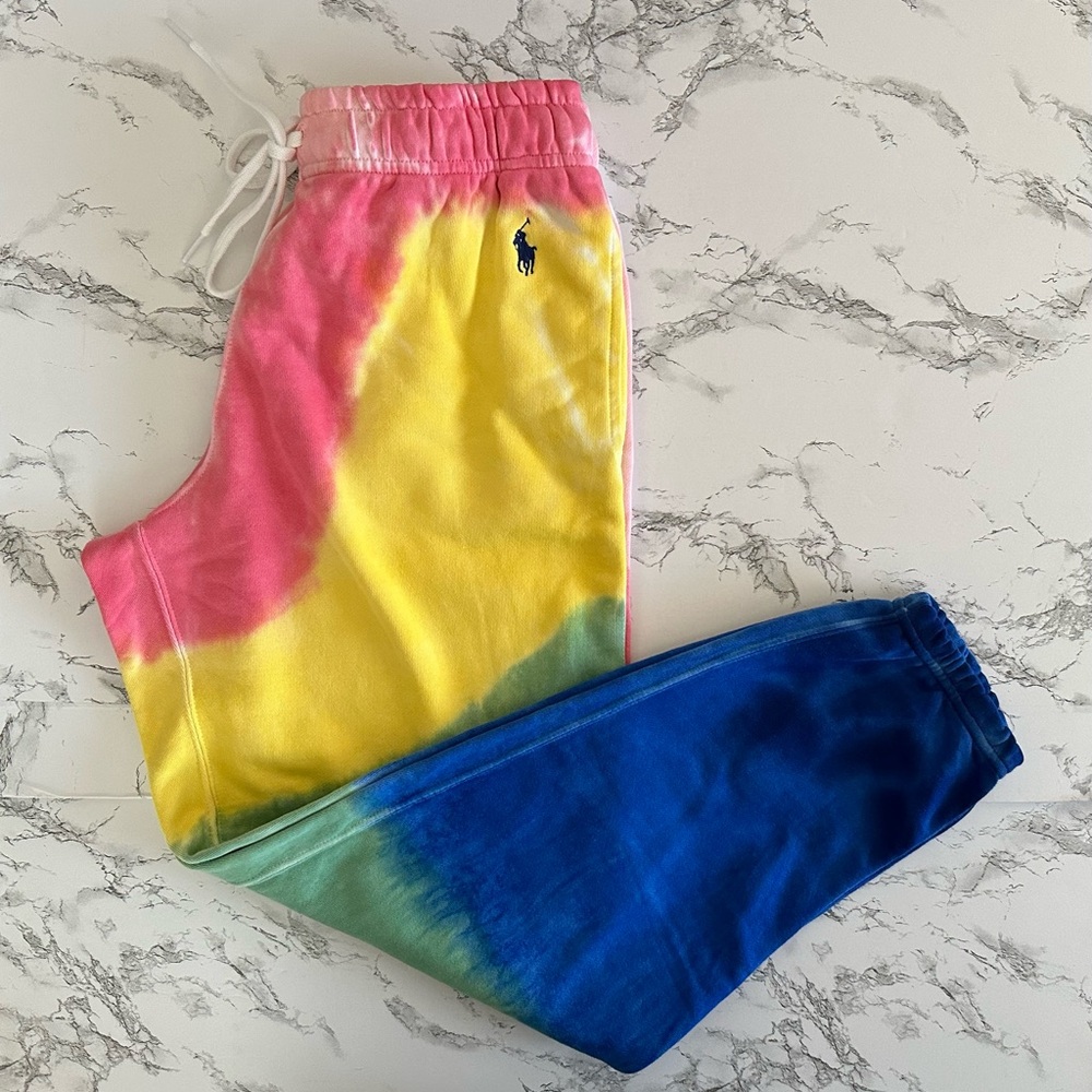 Polo Ralph Lauren Terry Tie Dye Fleece Jogger Pants Sweatpants Women Size XS